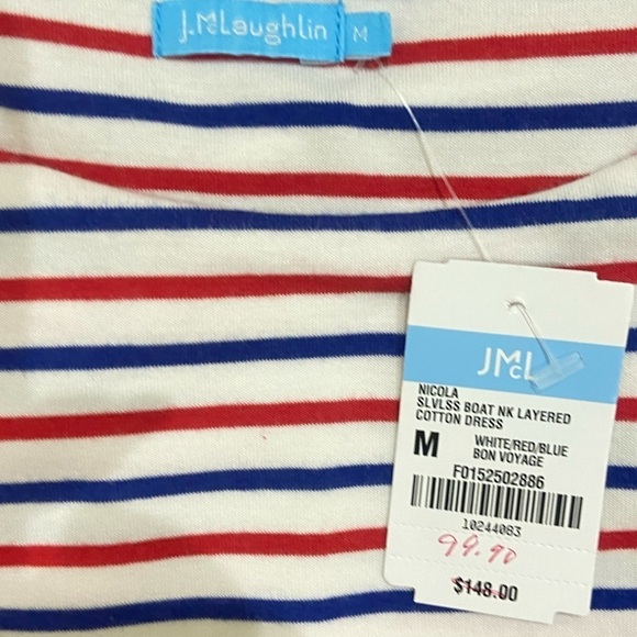 NWT J McLaughlin modal stretch cotton striped layers sleeveless dress sz medium - Picture 11 of 11